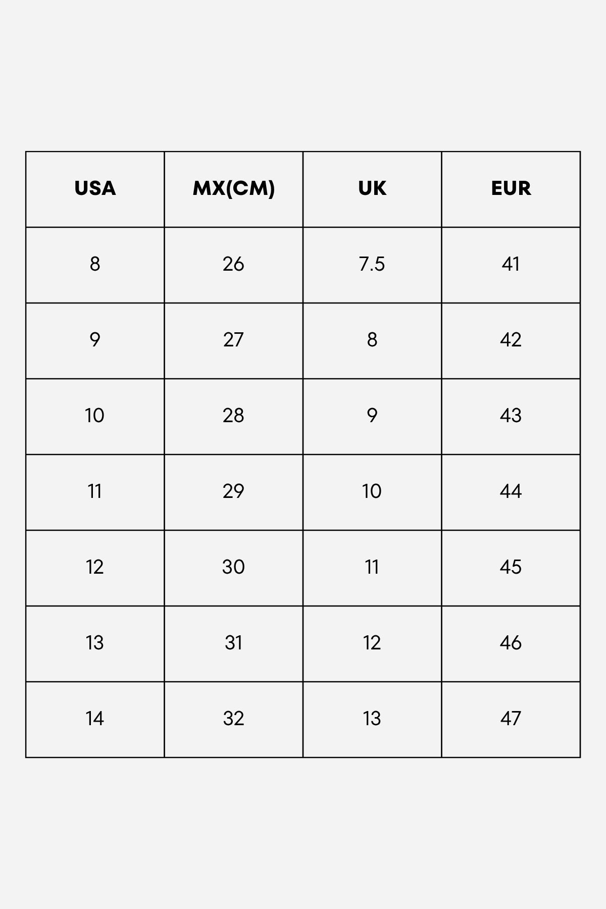 HIGH ALTITUDE - MEN'S size chart